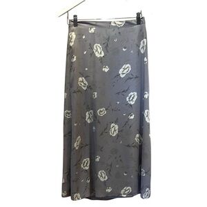 Sag Harbor Women’s Gray Floral Lined Maxi Skirt Size 14